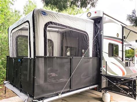 hitch will be perfect for your car or motorcycle trailer, and the 7" touchscreen with a back-up monitor will let you maneuver the campground like a pro. . Toy hauler patio enclosure